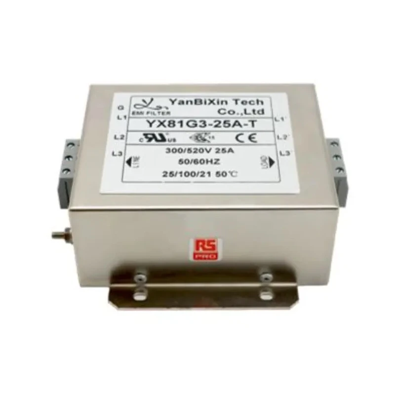 RS PRO 25 A 520V AC 50Hz 60Hz Chassis Mount Power Line Filter Terminal Block 3 Phase 237-8742