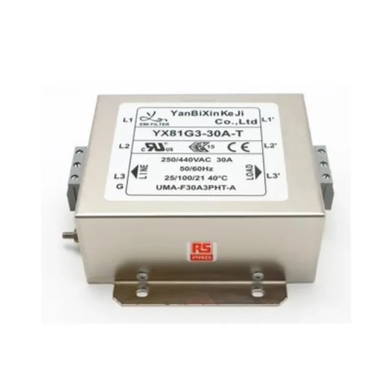 RS PRO Chassis Mount Power Line Filter 30 A 520V AC 50Hz/60Hz Terminal Block 3 Phase 237-8745
