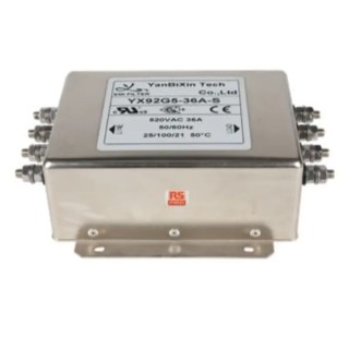 RS PRO 36 A 520V AC 50Hz, 60 Hz Chassis Mount Power Line Filter Screw Termination 3 Phase 237-8775