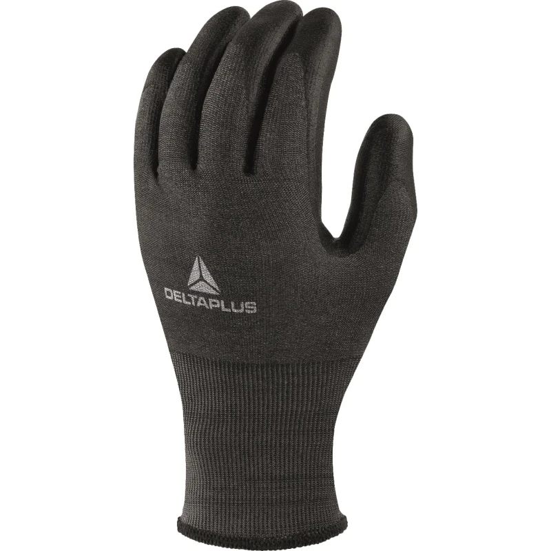 Delta Plus Black Polyurethane Work Gloves, Size 9, Cut Resistant, ANSI EN 388:2016 Safety Standards VECUTD05NO09