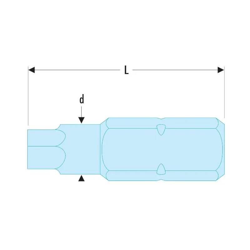 Facom Hex Screwdriver Bit with 7.94 mm Drive Size and 5 mm Hex Tip, 30 mm Overall Length EH.205