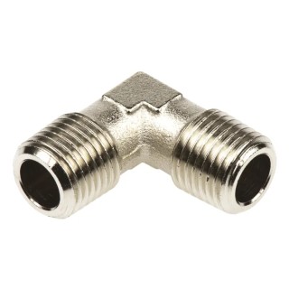 Legris Brass Nickel-Plated Pneumatic Elbow Connector Threaded R 1/4 Male 60 Bar Operating Pressure 0914 00 13