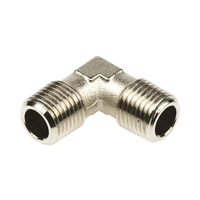 Legris Brass Nickel-Plated Pneumatic Elbow Connector Threaded R 1/4 Male 60 Bar Operating Pressure 0914 00 13