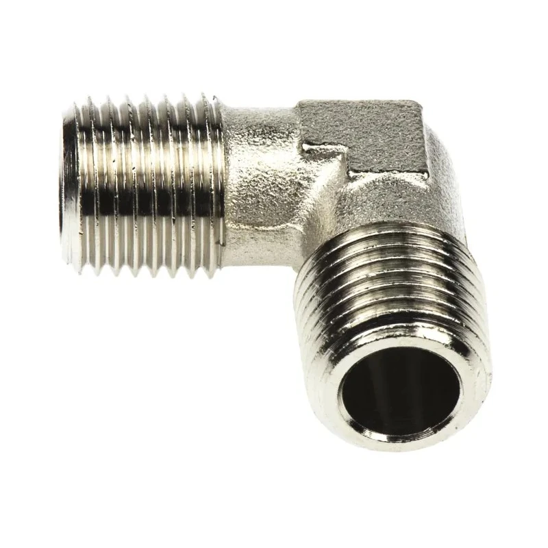 Legris Brass Nickel-Plated Pneumatic Elbow Connector Threaded R 1/4 Male 60 Bar Operating Pressure 0914 00 13