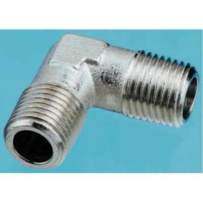 Legris Brass Nickel-Plated Pneumatic Elbow Connector, Threaded R 3/8 Male Connection, 914 Series, Operating 0914 00 17