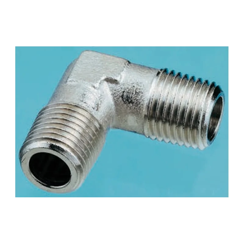 Legris Brass Nickel-Plated Pneumatic Elbow Connector, Threaded R 3/8 Male Connection, 914 Series, Operating 0914 00 17