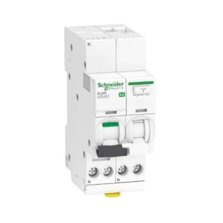 Schneider Electric Residual Current Circuit Breaker with Overload Protection, 20A Current Rating, 1-Pole, 30 mA Trip A9DP2620