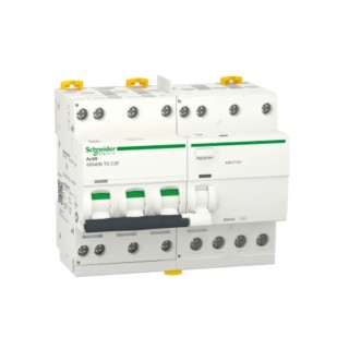 Schneider Electric Residual Current Circuit Breaker with Overload Protection, 20A Current Rating, 3-Pole, 300 mA A9DV7720