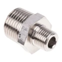 Legris LF3000 Series Male Pneumatic Fitting Brass Threaded R 1/4 to R 1/2 Male Nickel Finish 0900 13 21