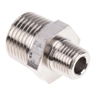 Legris LF3000 Series Male Pneumatic Fitting Brass Threaded R 1/4 to R 1/2 Male Nickel Finish 0900 13 21