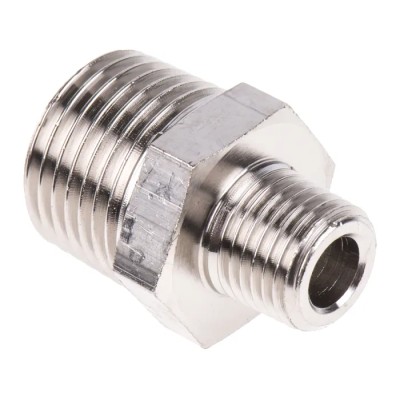 Legris LF3000 Series Male Pneumatic Fitting Brass Threaded R 1/4 to R 1/2 Male Nickel Finish 0900 13 21