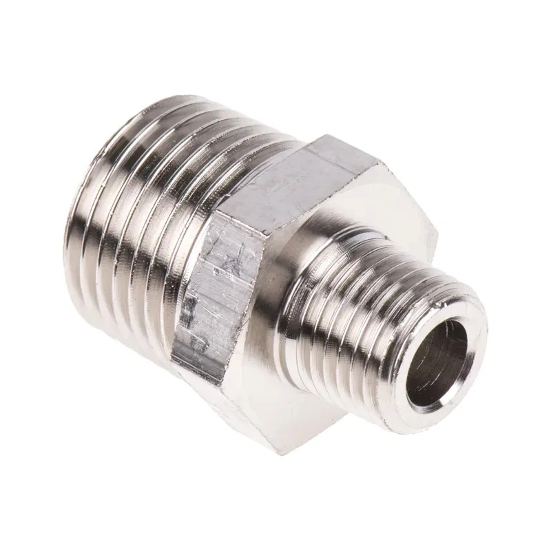 Legris LF3000 Series Male Pneumatic Fitting Brass Threaded R 1/4 to R 1/2 Male Nickel Finish 0900 13 21