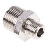 Legris LF3000 Series Male Pneumatic Fitting Brass Threaded R 1/4 to R 1/2 Male Nickel Finish 0900 13 21