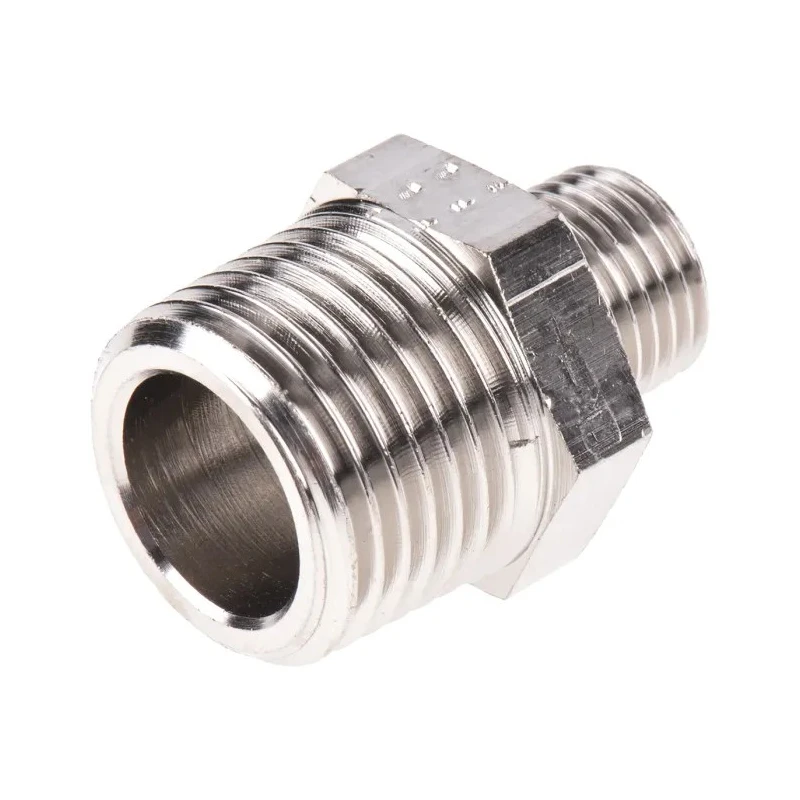 Legris LF3000 Series Male Pneumatic Fitting Brass Threaded R 1/4 to R 1/2 Male Nickel Finish 0900 13 21