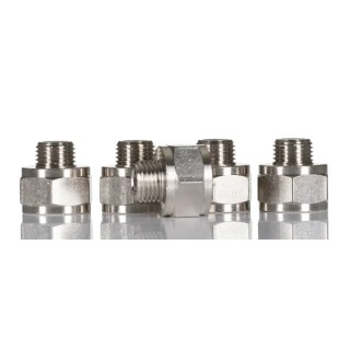Legris Male/Female Pneumatic Fitting Brass Threaded G 1/4 to G 3/8 Nickel Plated LF3000 Series 0906 13 17