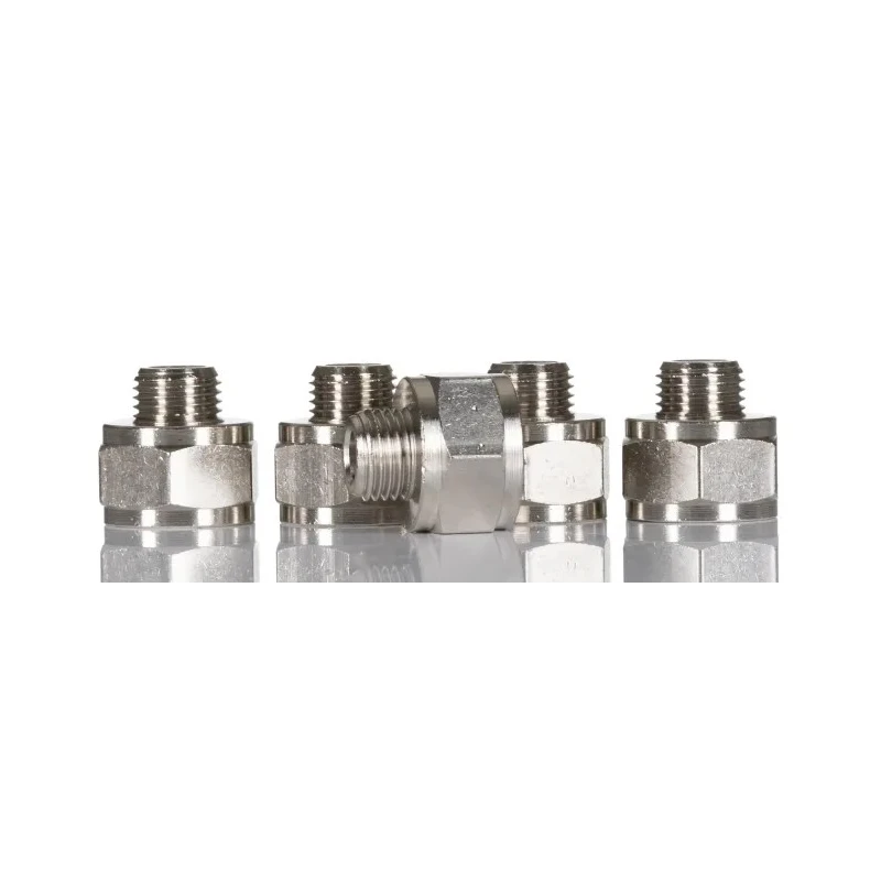 Legris Male/Female Pneumatic Fitting Brass Threaded G 1/4 to G 3/8 Nickel Plated LF3000 Series 0906 13 17