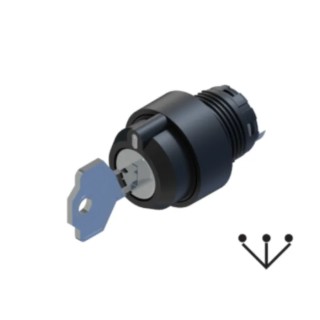 RS PRO 3-position Key Switch Head, Maintained Operation, 22.5 mm Cutout, IP65, Black 238-3948