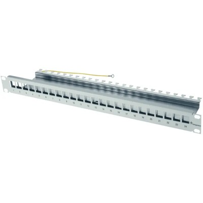 Telegartner Shielded 24-Port RJ45 RJ Patch Panel 1U Rack Height Grey 