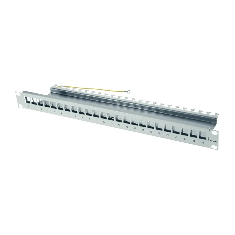 Telegartner Shielded 24-Port RJ45 RJ Patch Panel 1U Rack Height Grey 