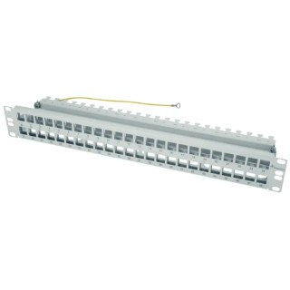 Telegartner Shielded 48 Port RJ45 Patch Panel 1U Rack Height Light Grey 
