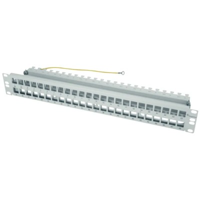 Telegartner Shielded 48 Port RJ45 Patch Panel 1U Rack Height Light Grey 