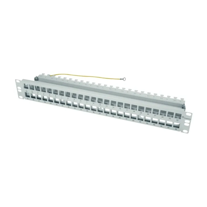 Telegartner Shielded 48 Port RJ45 Patch Panel 1U Rack Height Light Grey 