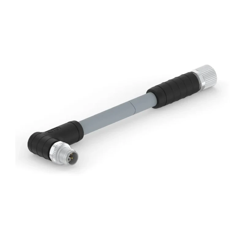 TE Connectivity Sensor Actuator Cable M12 L-Code Male 5 Way Right Angle to Female 5 Way Straight T4162AB9L25-003