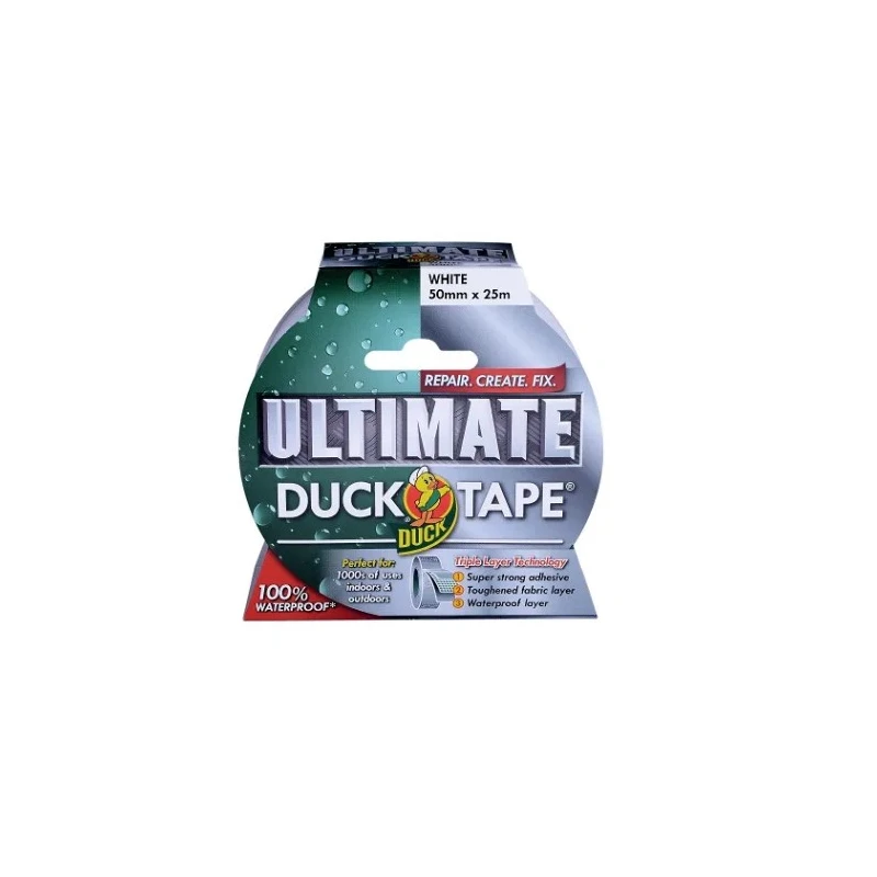 DUCK TAPE High Strength White Cloth Duct Tape, Gloss Finish, 50 mm x 25 m, Model 232160