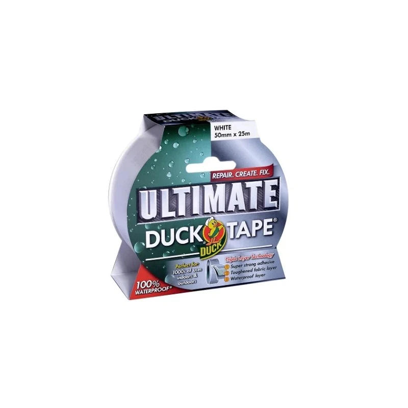 DUCK TAPE High Strength White Cloth Duct Tape, Gloss Finish, 50 mm x 25 m, Model 232160