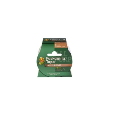 DUCK TAPE Brown Packing Tape, 50mm Width x 25m Length, Polypropylene Backing, Rubber Adhesive 223554