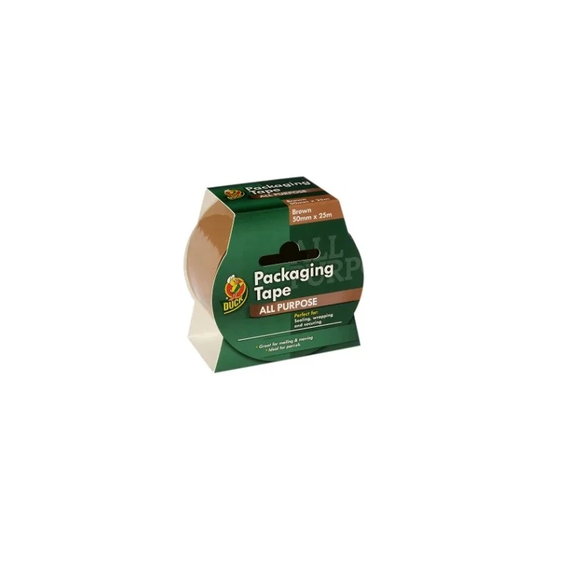 DUCK TAPE Brown Packing Tape, 50mm Width x 25m Length, Polypropylene Backing, Rubber Adhesive 223554