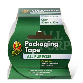 DUCK TAPE Clear Packing Tape 50 mm Width x 25 m Length, 0.06 mm Thickness, Rubber Adhesive 224499