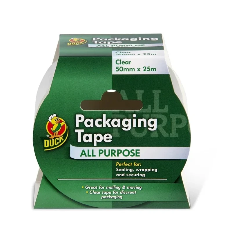 DUCK TAPE Clear Packing Tape 50 mm Width x 25 m Length, 0.06 mm Thickness, Rubber Adhesive 224499