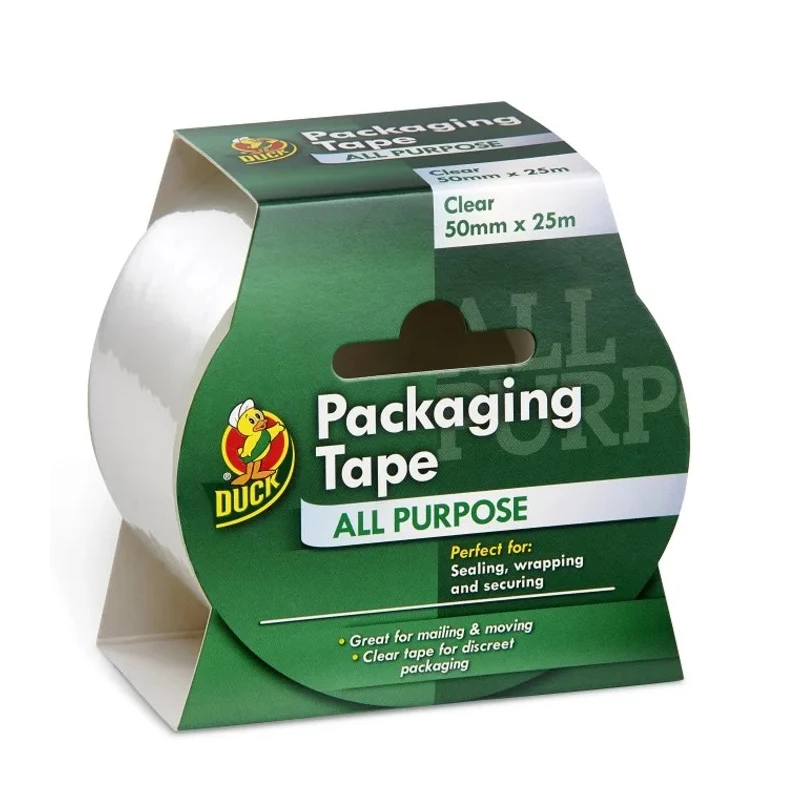 DUCK TAPE Clear Packing Tape 50 mm Width x 25 m Length, 0.06 mm Thickness, Rubber Adhesive 224499