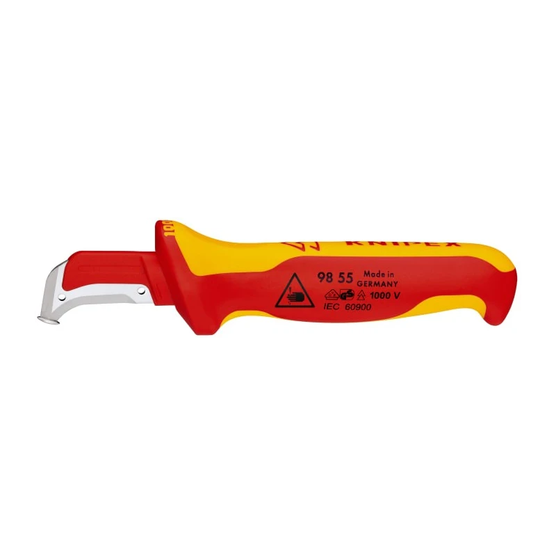 Knipex Stripping Knives with Guide Shoe Insulating Multi-Component Handle VDE/1000V Approved, 180mm Overall Length 98 55