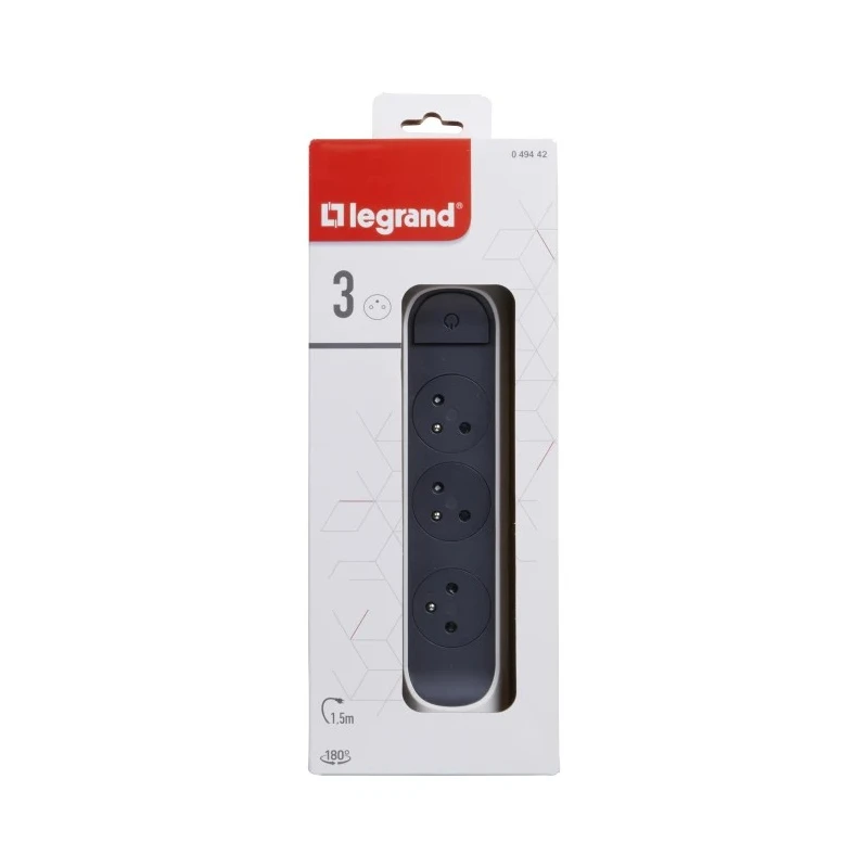 Legrand Extension Lead 1.5 m Cable Length 3 Socket Type E 16 A 3680 W IK 04 Impact Resistance Model 049442