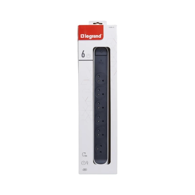 Legrand Extension Lead 1.5 m Cable Length 6 Socket Type E 16A Current 3680W Power 049441