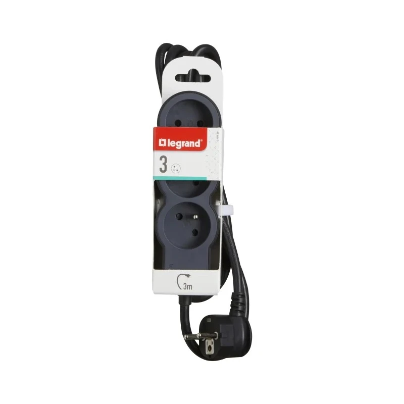Legrand Extension Lead 3 m Cable Length 3 Socket Type E, 16A Current, 3680W Power 049489