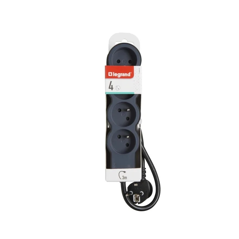 Legrand Extension Lead 3 m Cable Length 4 Socket Type E, 16 A Current, 3680 W Power 049491