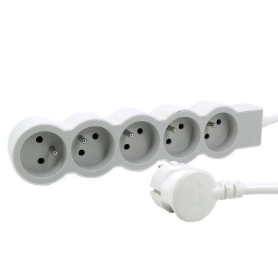 Legrand Extension Lead 3 m Cable Length 5 Socket Type E 16A 3680W Impact Resistance IK04 RoHS Compliant 049492