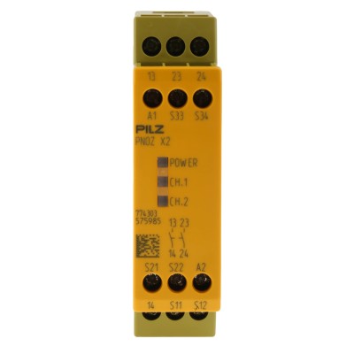 Pilz Safety Relay 24V AC/DC, 2 Safety Contacts, 1 Auxiliary Contact, Manual Reset, DIN Rail Mount PNOZ X2 774303