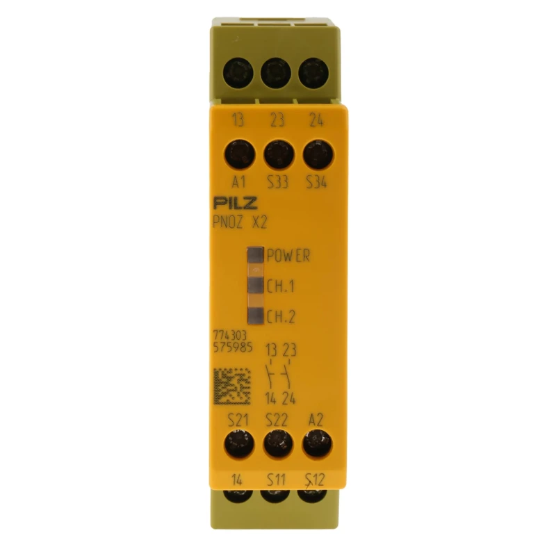 Pilz Safety Relay 24V AC/DC, 2 Safety Contacts, 1 Auxiliary Contact, Manual Reset, DIN Rail Mount PNOZ X2 774303