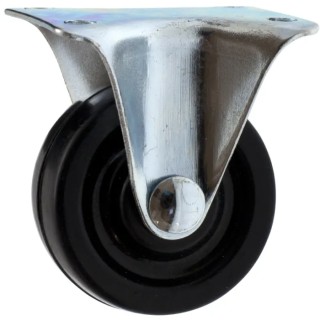 Guitel Hervieu Fixed Castor with 50 kg Load Capacity, 75 mm Rubber Wheel, Pressed Steel Frame, Model 362933