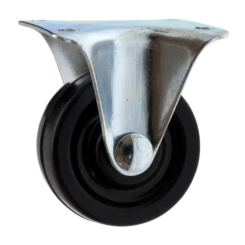 Guitel Hervieu Fixed Castor with 50 kg Load Capacity, 75 mm Rubber Wheel, Pressed Steel Frame, Model 362933