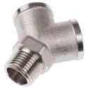 Legris Pneumatic Equal Y Fitting Female BSPP G1/2 to Male BSPT R1/2 Nickel Plated Brass 60 Bar Maximum Pressure 0911 00 21