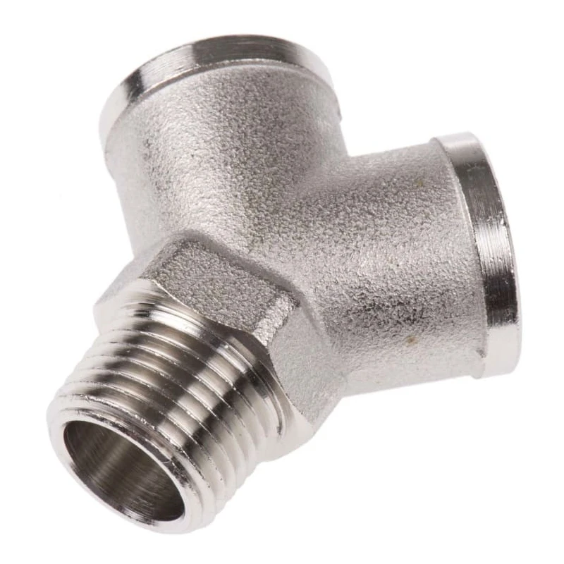 Legris Pneumatic Equal Y Fitting Female BSPP G1/2 to Male BSPT R1/2 Nickel Plated Brass 60 Bar Maximum Pressure 0911 00 21