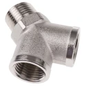 Legris Pneumatic Equal Y Fitting Female BSPP G1/2 to Male BSPT R1/2 Nickel Plated Brass 60 Bar Maximum Pressure 0911 00 21