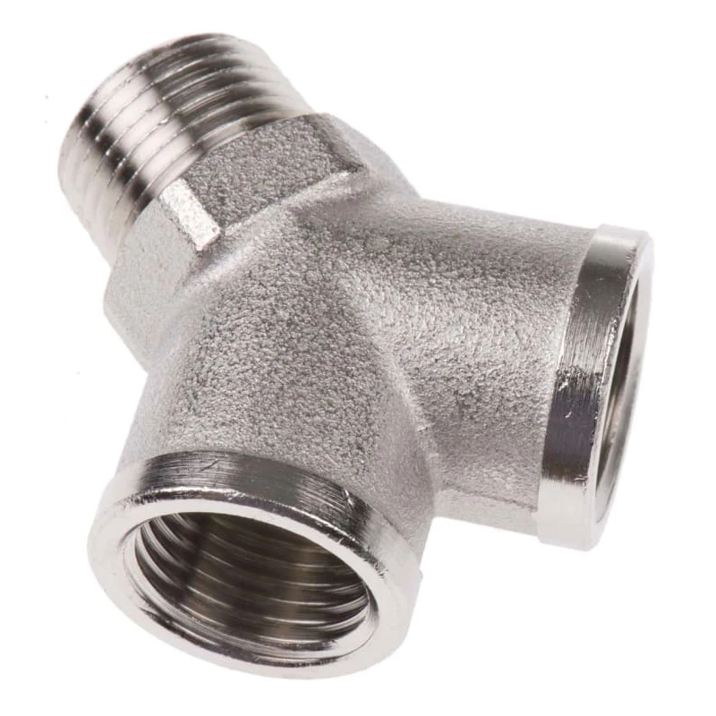 Legris Pneumatic Equal Y Fitting Female BSPP G1/2 to Male BSPT R1/2 Nickel Plated Brass 60 Bar Maximum Pressure 0911 00 21