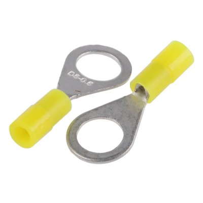 RS PRO Insulated Ring Terminal M5 Stud Size 26 AWG to 22 AWG Wire Size Yellow Nylon Insulation 239-4149