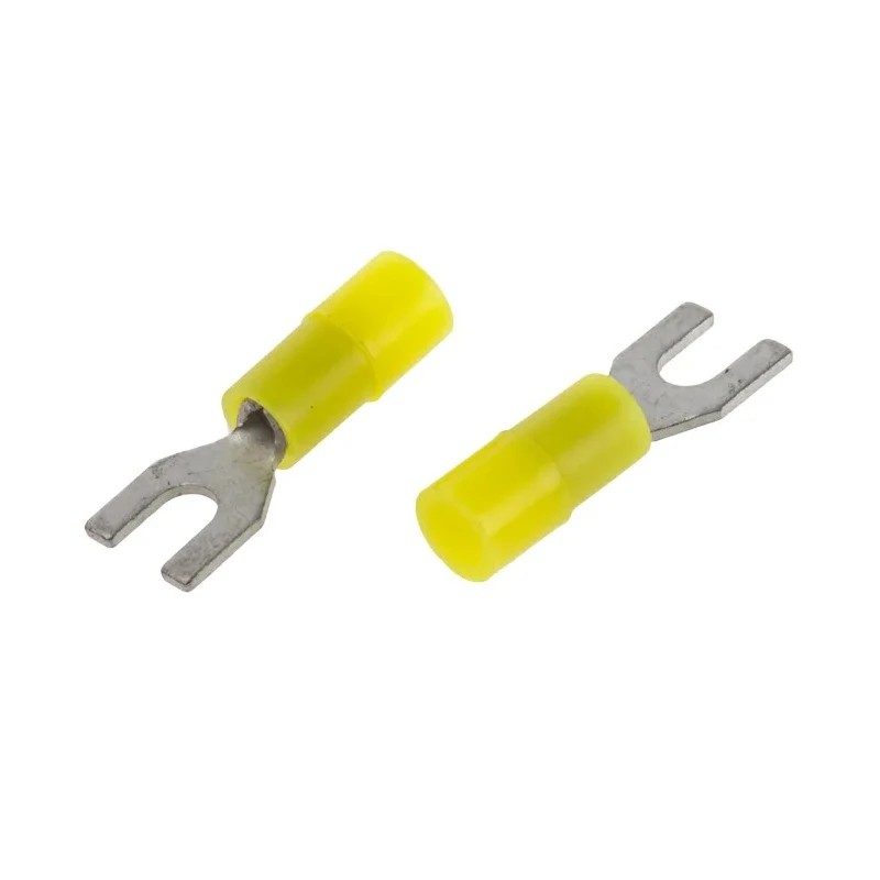 RS PRO Insulated Fork Terminal, 26 AWG to 22 AWG Nylon Yellow Insulation M2 Stud Size 5mm Width 0.5mm Thickness 239-4155